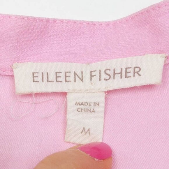 Eileen‎ Fisher Womens Silk Blend Button Down Blouse Size M Pink 3/4 Sleeve Boxy - Picture 5 of 9
